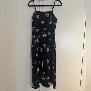 Black floral adjustable straps  Midi Dress
